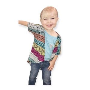 NWT Youth Girls Lularoe Bianca Tribal Multi-Colored Kimono Poncho - Sz 3 10/12